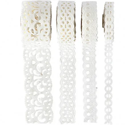 Papirblonde, hvid, B: 8-23 mm, 2 m/ 4 pk.