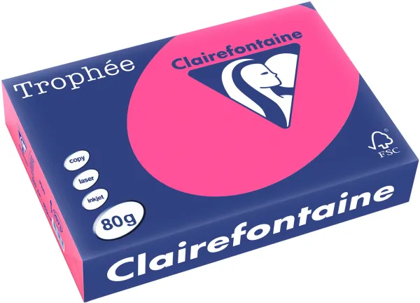 Q-connect Trophee kopipapir A4 80g fluo pink 500ark