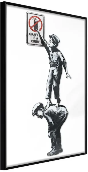 ARTGEIST Plakat med ramme - Banksy: Graffiti Is a Crime Sort 30x45